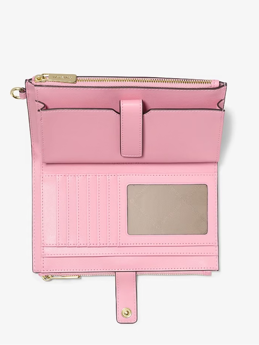 MICHAEL KORS Pink Signature Ombre Double Zip Wristlet Wallet Carnation - Picture 5 of 9